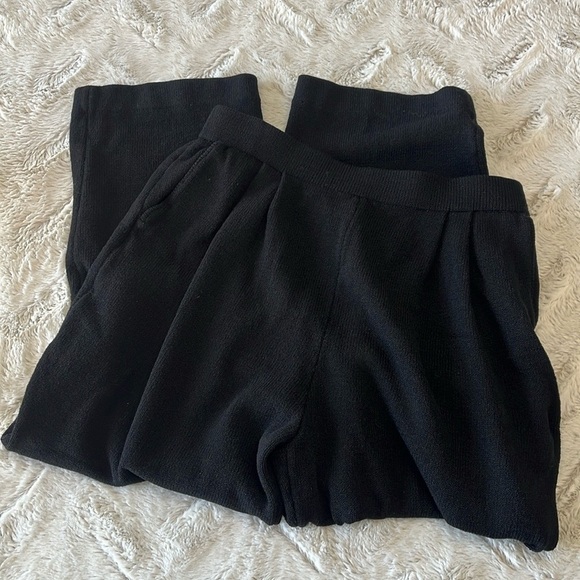 Garnet Hill Black Pants Pull-on pleated Wide Leg Trousers Women’s XL Tencel Knit - Picture 3 of 12
